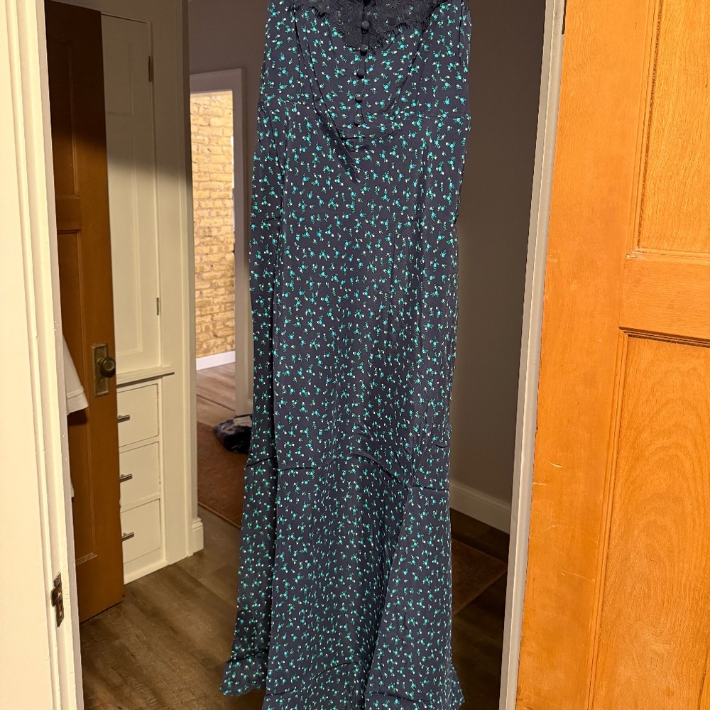 Blue floral slip dress